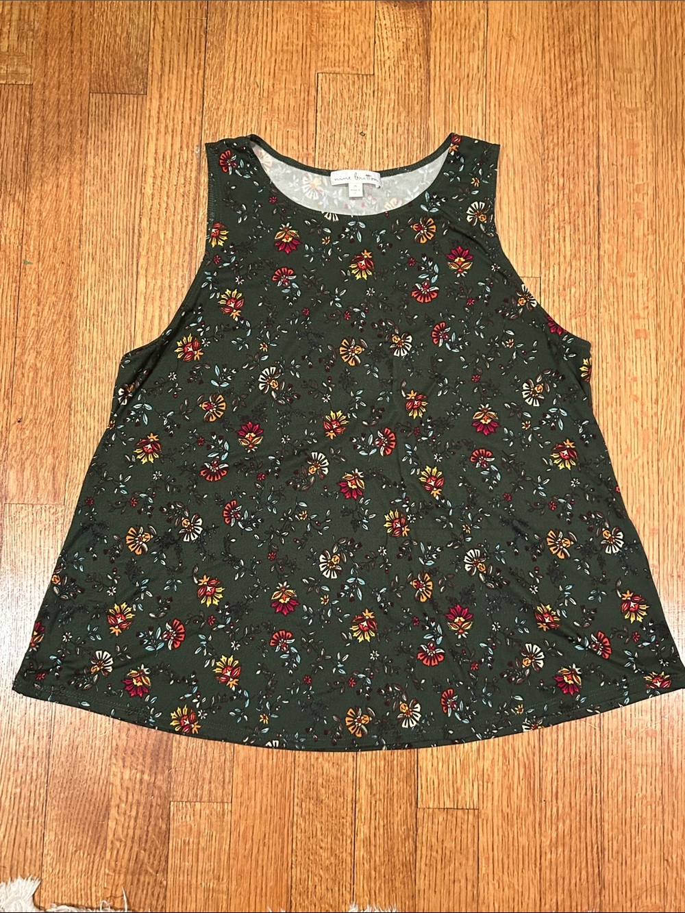 Women’s Dark Green Floral Sleeveless Tank Top